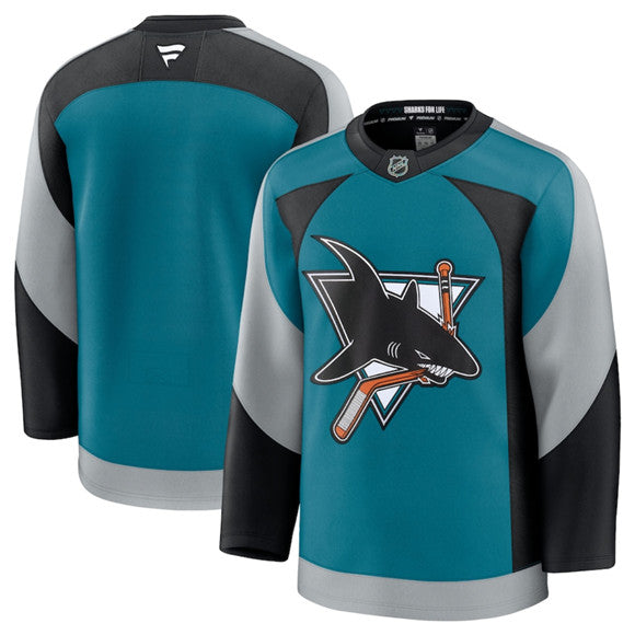 Custom San Jose Sharks teal Alternate jersey