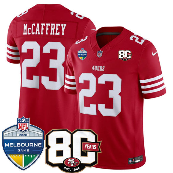Christian McCaffrey San Francisco 49ers red Vapor jersey