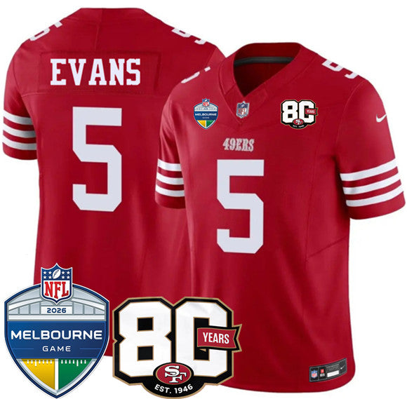 Mike Evans San Francisco 49ers red Vapor jersey