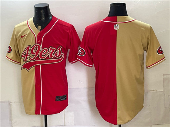 Blank Gold San Francisco 49ers red Split jersey