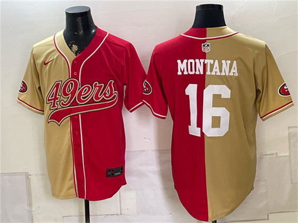 Joe Montana San Francisco 49ers gold Split jersey