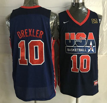 Clyde Drexler USA Basketball blue Retro jersey