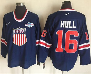Brett Hull Team USA Hockey navy Throwback jersey