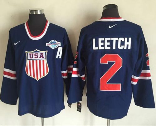 Brian Leetch Team USA Hockey navy Throwback jersey