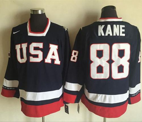 Patrick Kane Team USA Hockey navy Throwback jersey