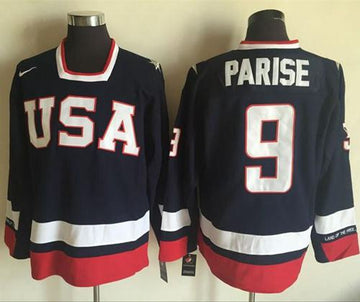 Zach Parise Team USA Hockey navy Throwback jersey