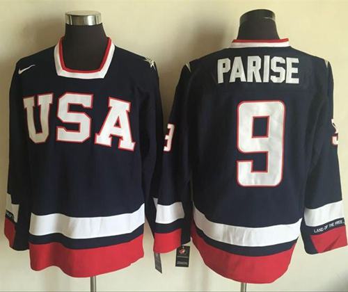 Zach Parise Team USA Hockey navy Throwback jersey