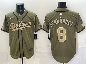 Enrique Hernández Los Angeles Dodgers olive jersey