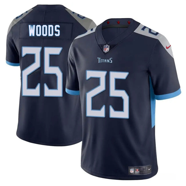 Xavier Woods Tennessee Titans navy jersey