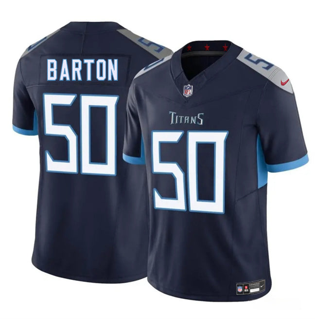 Cody Barton Tennessee Titans navy FUSE jersey