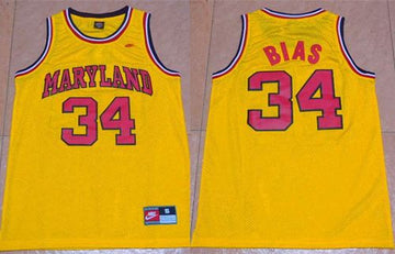 Len Bias Maryland Terrapins yellow jersey
