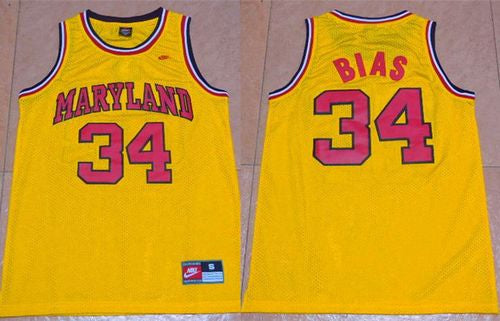 Len Bias Maryland Terrapins yellow jersey