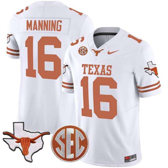 Arch Manning Texas Longhorns white FUSE jersey