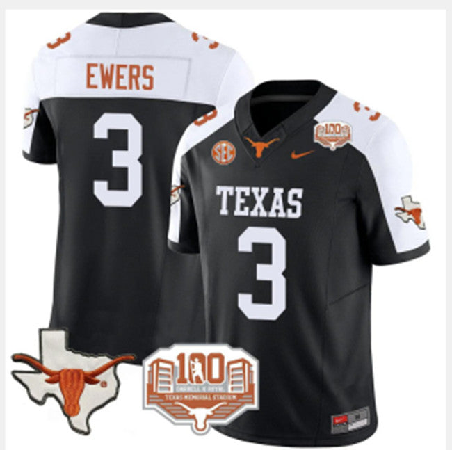 Quinn Ewers Texas Longhorns black-white jersey