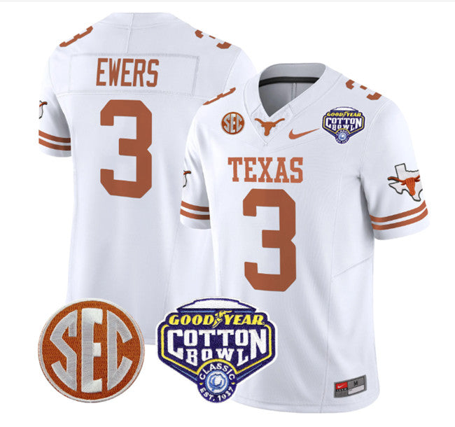 Quinn Ewers Texas Longhorns white jersey