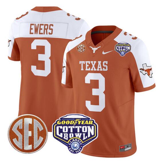 Custom Texas Longhorns orange-white jersey