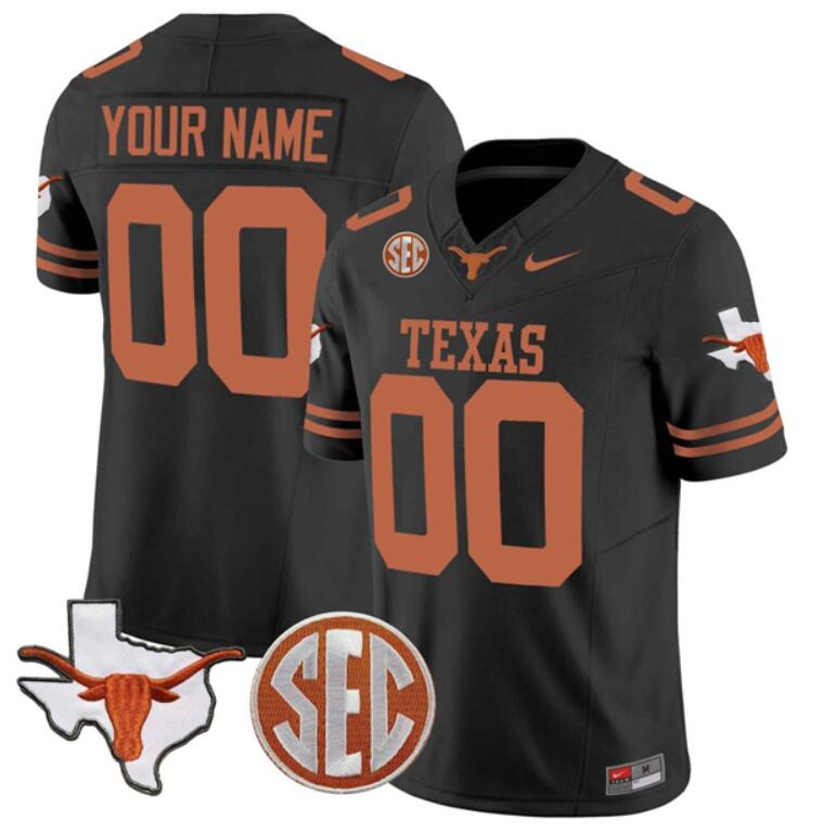 Custom Texas Longhorns black Game jersey