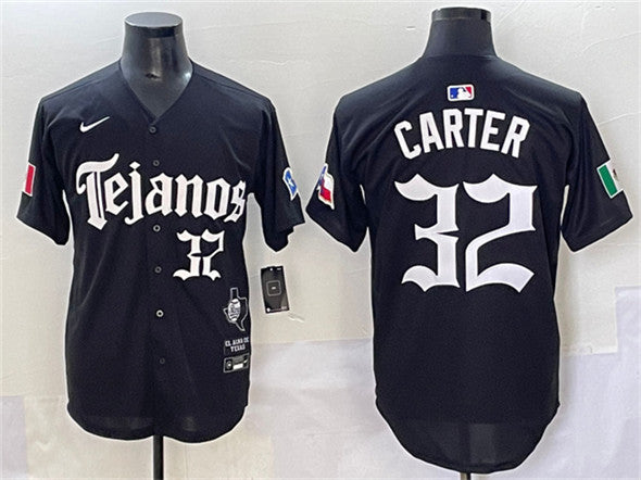 Evan Carter Texas Rangers black jersey