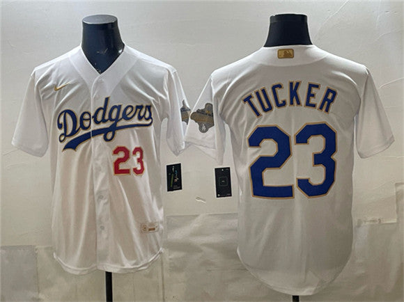 Kyle Tucker Los Angeles Dodgers white Gold Collection jersey