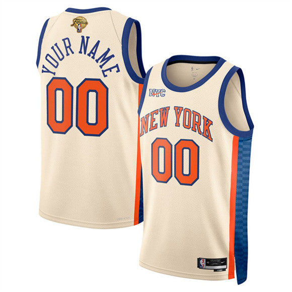 Custom New York Knicks cream City Edition jersey