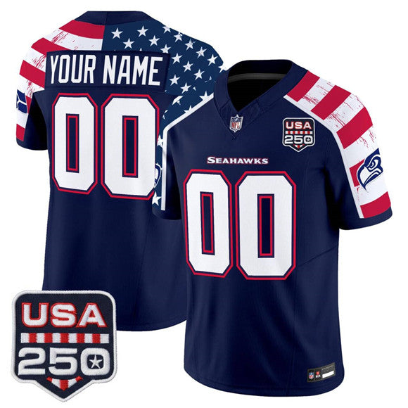 Custom Seattle Seahawks navy Vapor jersey