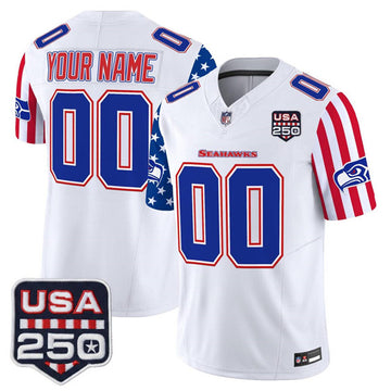 Custom Seattle Seahawks white Vapor jersey