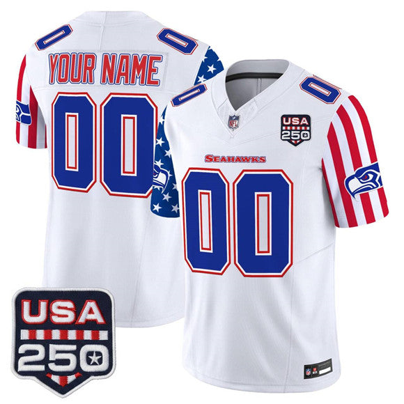 Custom Seattle Seahawks white Vapor jersey