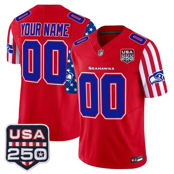 Custom Seattle Seahawks red Vapor jersey