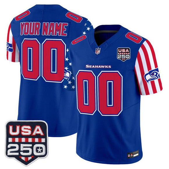 Custom Seattle Seahawks royal Vapor jersey