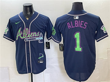 Ozzie Albies Atlanta Braves navy Vapor jersey