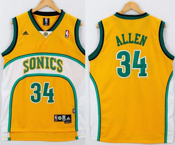 Ray Allen Oklahoma City Thunder yellow-white Throwback jersey