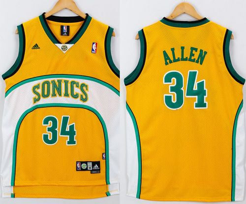 Ray Allen Oklahoma City Thunder yellow-white Throwback jersey