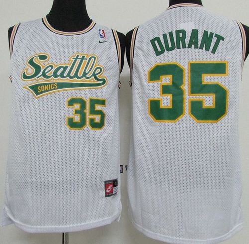 Kevin Durant Oklahoma City Thunder white Throwback jersey