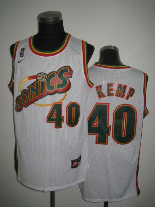 Shawn Kemp Oklahoma City Thunder white Throwback jersey