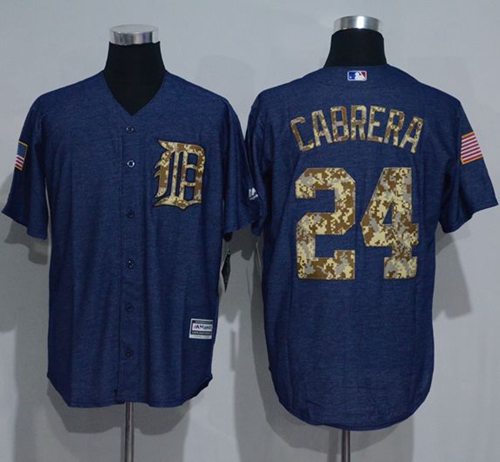 Miguel Cabrera Denim Detroit Tigers blue Salute To Service jersey