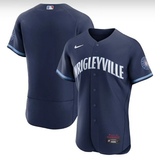 Custom Chicago Cubs navy City Connect jersey