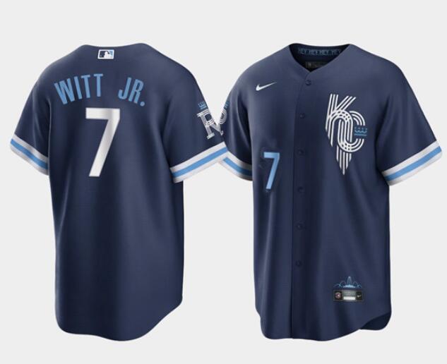Bobby Witt Jr Kansas City Royals navy City Connect jersey