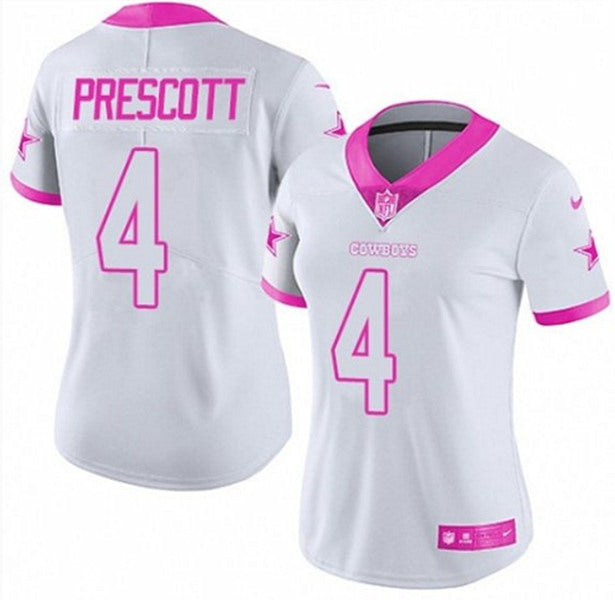 Dak Prescott Dallas Cowboys white-pink jersey