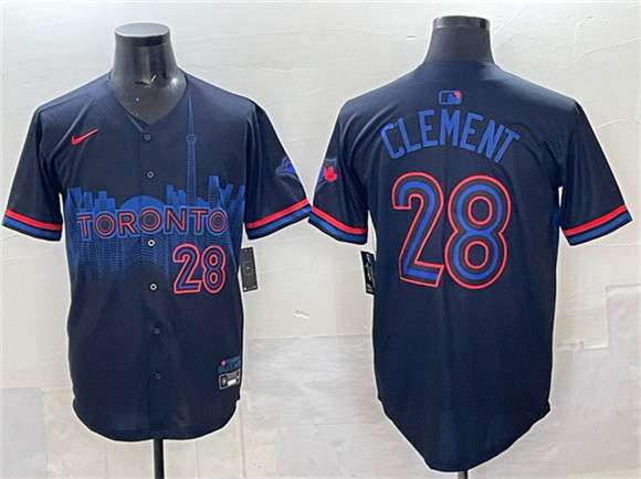 Ernie Clement Toronto Blue Jays navy City Connect jersey