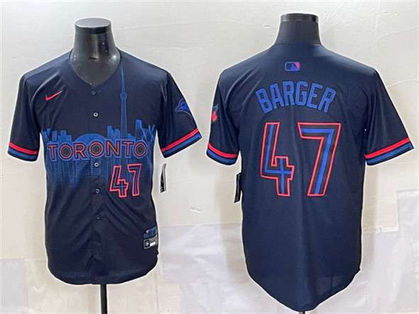 Addison Barger Toronto Blue Jays navy City Connect jersey