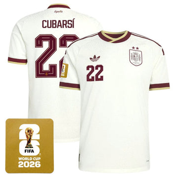 Pau Cubarsí Spain National Team white Away jersey
