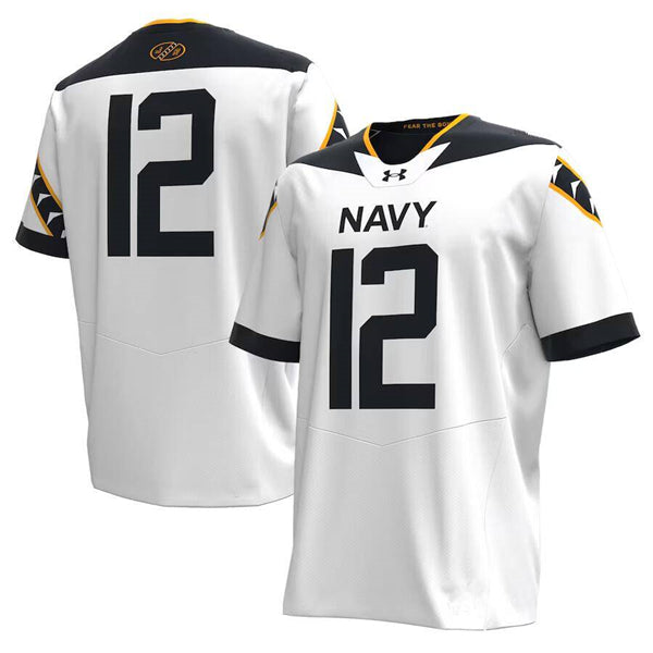 Custom Navy Midshipmen white jersey