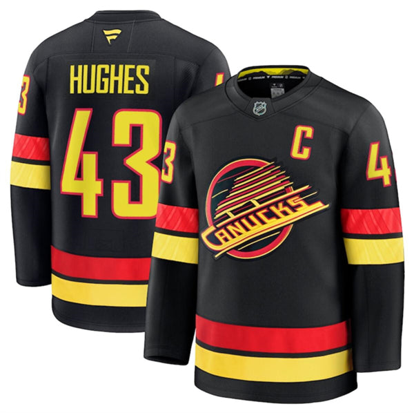 Quinn Hughes Vancouver Canucks black Alternate jersey
