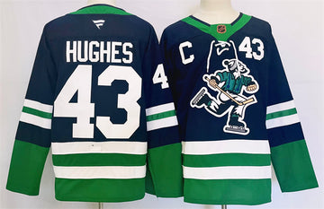 Quinn Hughes Vancouver Canucks navy Reverse Retro jersey