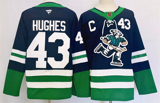 Quinn Hughes Vancouver Canucks navy Reverse Retro jersey