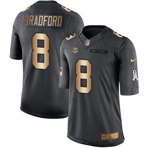 Sam Bradford Minnesota Vikings black Salute To Service jersey