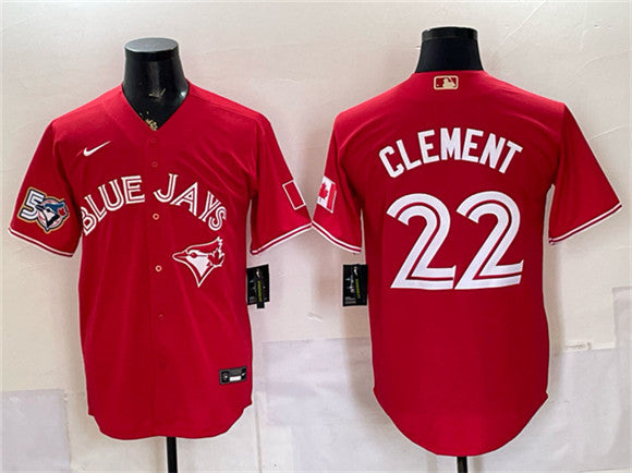 Ernie Clement Toronto Blue Jays red jersey
