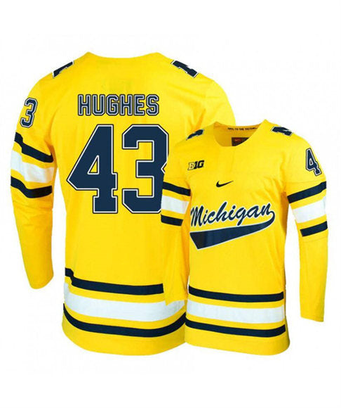 Quinn Hughes Michigan Wolverines yellow jersey