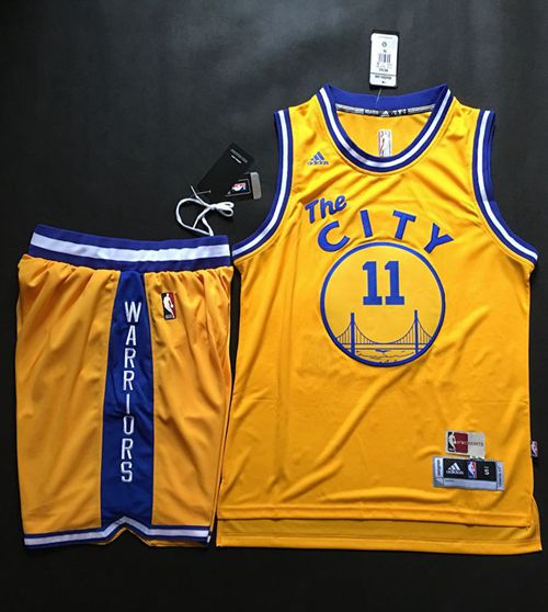 Klay Thompson Golden State Warriors gold Throwback jersey