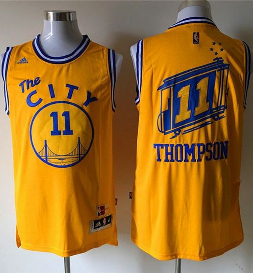 Klay Thompson Golden State Warriors gold Throwback jersey